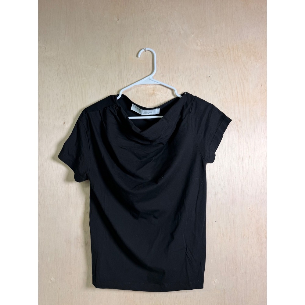 IRO‎ Draped Cowl Neck T-Shirt Womens XS Black Excellent Short Sleeve Jersey Top